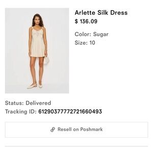 Reformation Arlette Silk Dress Ivory - Size 10